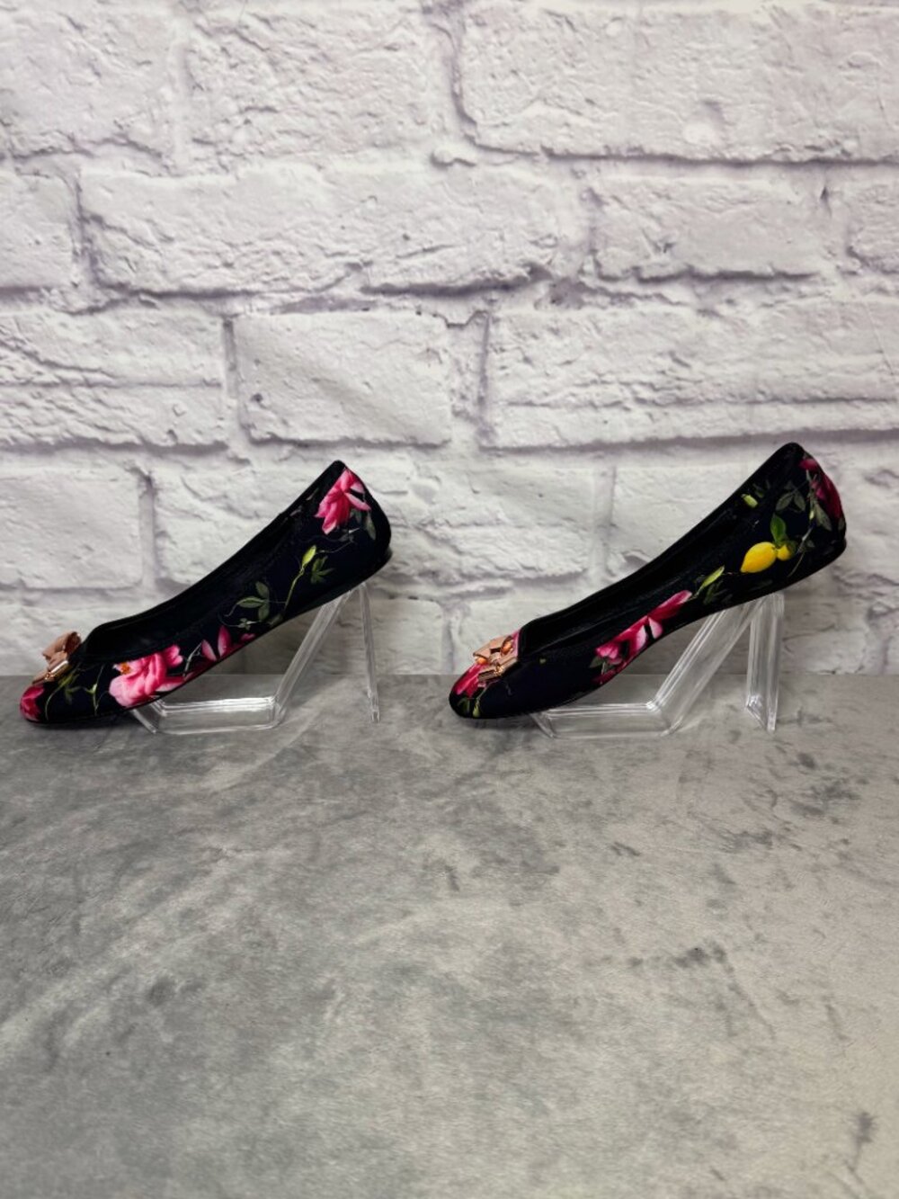 Ted Baker Black Floral Ballet Flats - Picture 2 of 6